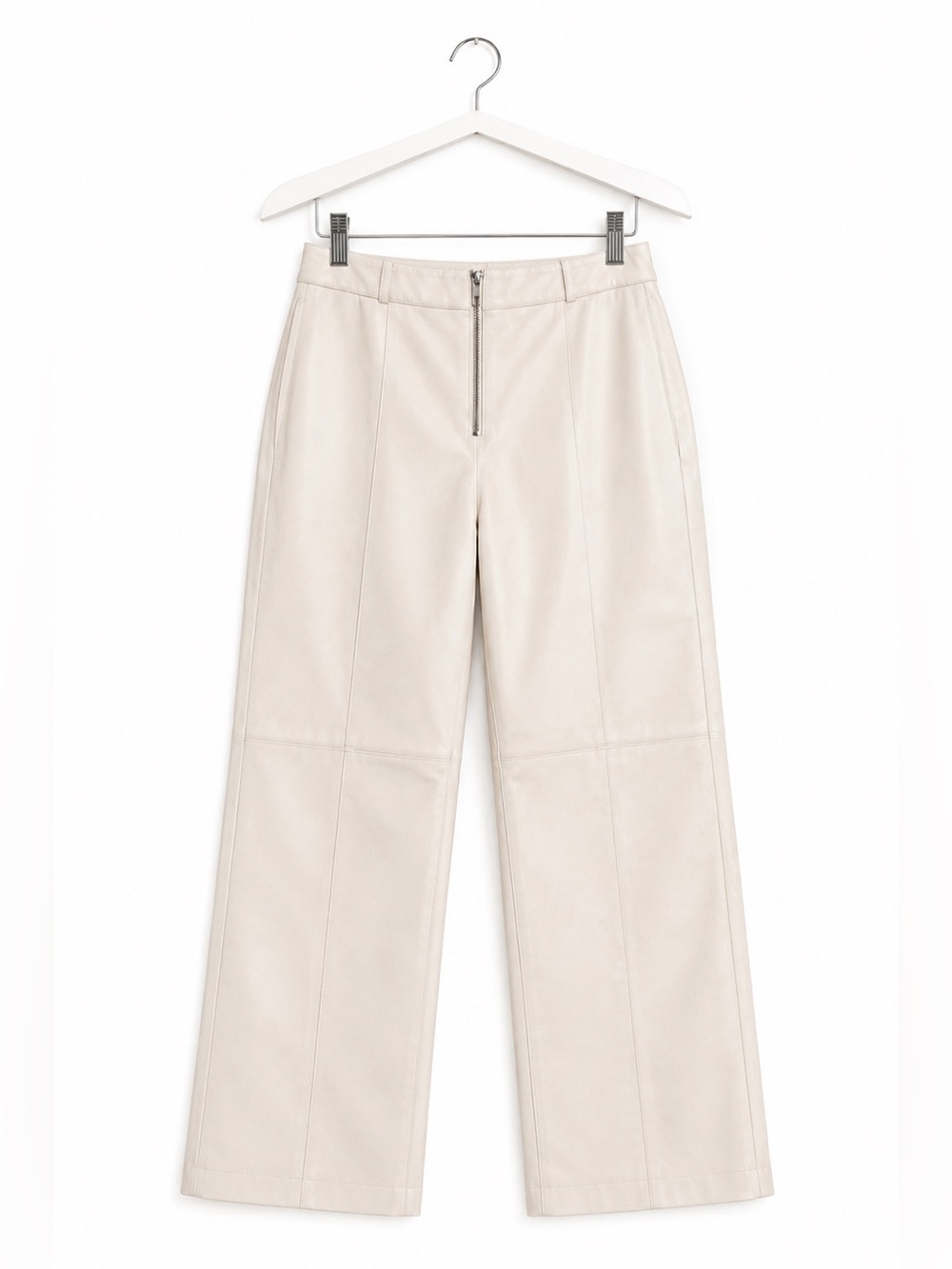 Lovers + Friends Cream Faux Leather Straight Leg Pants Medium